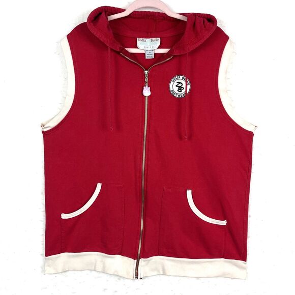 VTG Delta Burke Bodywear Hoodie Vest Womens SZ 1X Red Zip 90s Retro Activewear - Picture 1 of 9